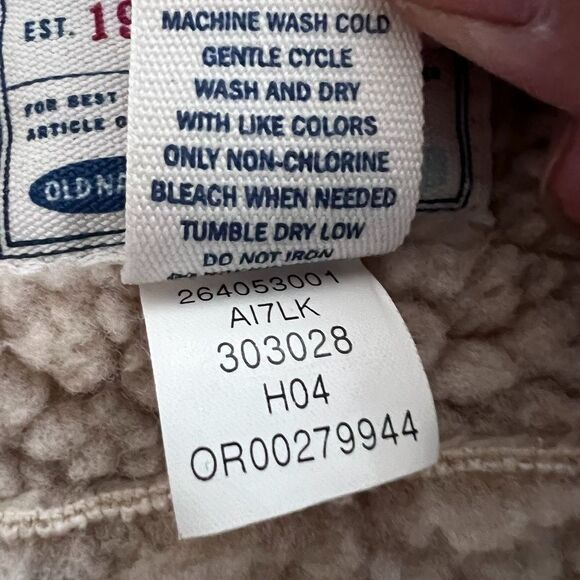 Old Navy Sherpa Fleece Jacket Women Large Beige Zip Buttons Pockets Cozy Winter - Picture 12 of 16